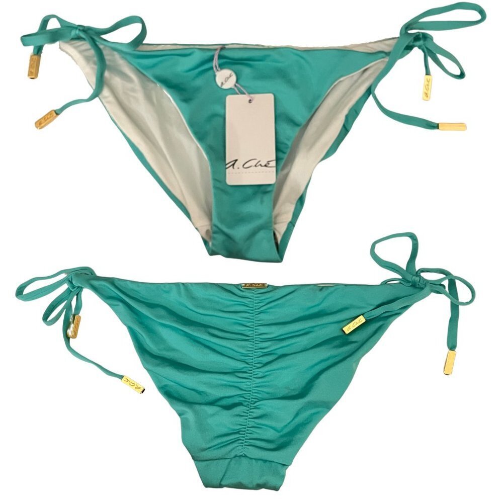 NWT A.Che Side Tie Ruched Back Bikini Bottoms Sz. XS
